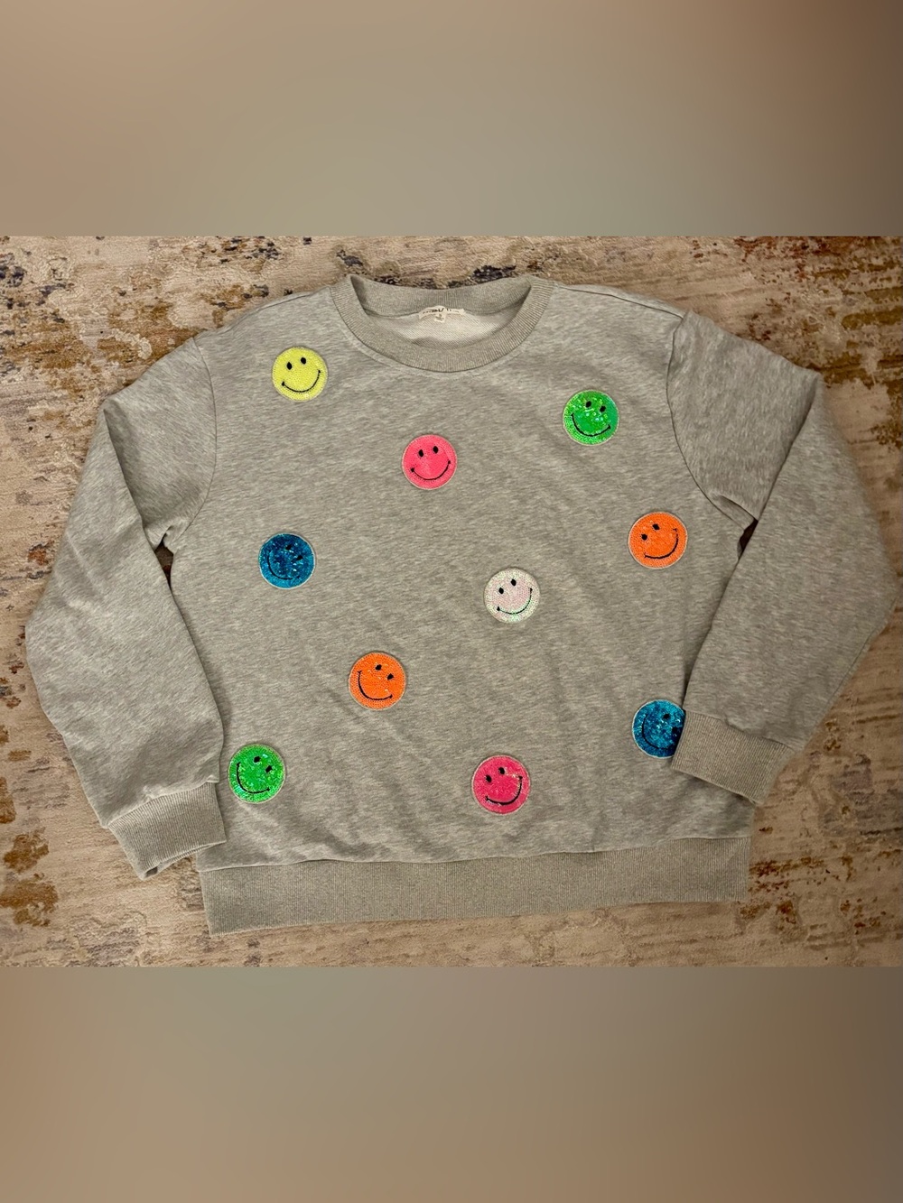 New! Sequined Smiley Sweatshirt